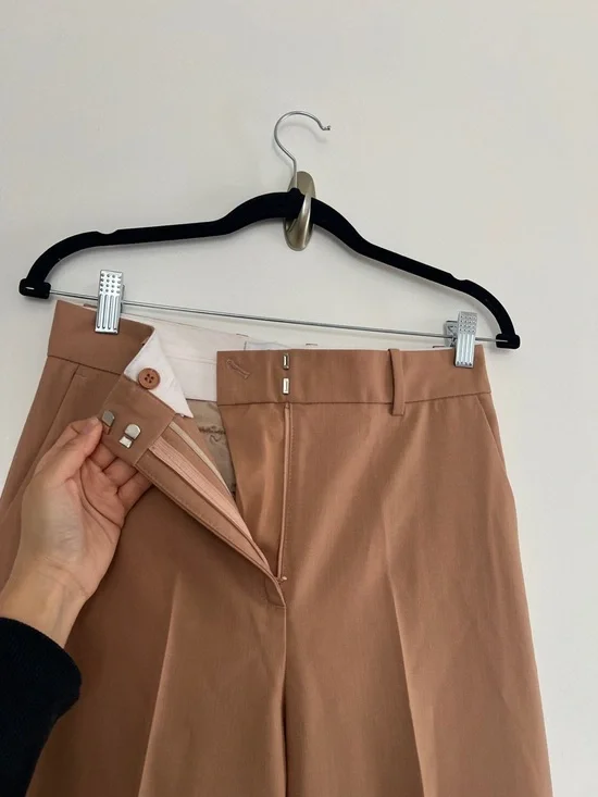 Reiss Anakin Wide Leg Trousers Camel High Waisted Tailored Pants Minimal Chic 4 - Picture 5 of 8